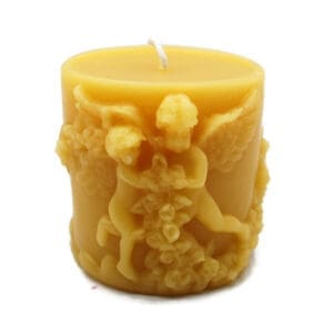 Beeswax Candle Detailed Angel Cupid Pillar in Pure Oregon Beeswax