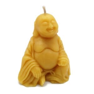 Beeswax Candle Buddha Hotei Ho Tai Shaped Candle Natural Gold Color