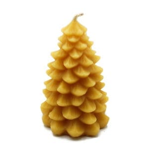 Beeswax Candle Christmas Yuletide Evergreen Fir Tree Natural Gold Color