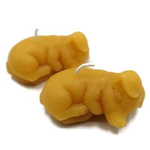 PAIR Piglet Candles in Pure Beeswax