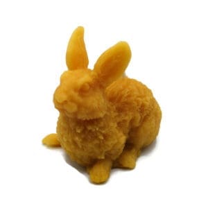 Pure Beeswax Molded Rabbit Candle White or Natural