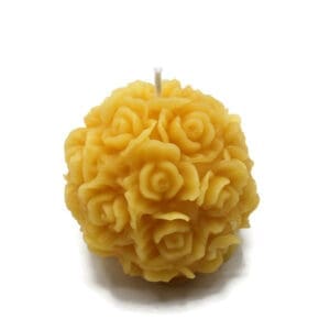 Beeswax Candle Hand Sculpted Rose Ball Sphere Candle Gold Color Beeswax