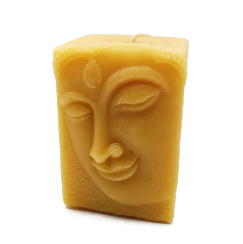 Beeswax Candle Square Buddha Head Pillar in Pure Oregon Beeswax - Image 3
