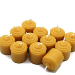Beeswax Candles Small Votives Natural Gold Color Set of 12