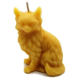 Elegant Sitting Cat Candle in Pure Beeswax