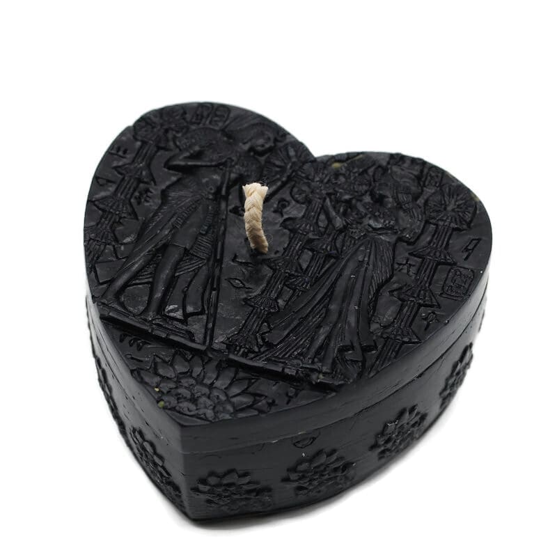 Beeswax Candle Egyptian Heart Motif in Black - Image 3