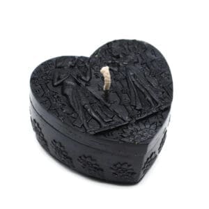 Beeswax Candle Egyptian Heart Motif in Black