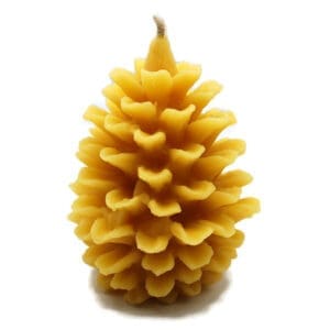 Beeswax Candle Large Open Pine Cone Candle Natural Gold Color