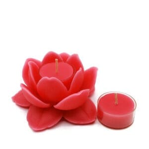 Pure Beeswax Lotus Flower Candle Holder with 2 Tealights Infinitely Reuseable in Pink
