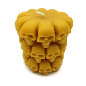 Pure Beeswax Candle Embellished Skull Pillar