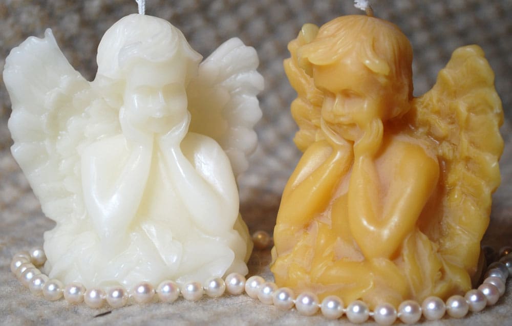 Beeswax Candle Angel Cupid Seraphim Candle White or Natural Color
