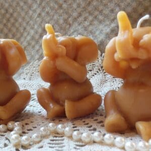 Beeswax Candle Shaped Hear/See /Speak No Evil Elephant Candles Set/3