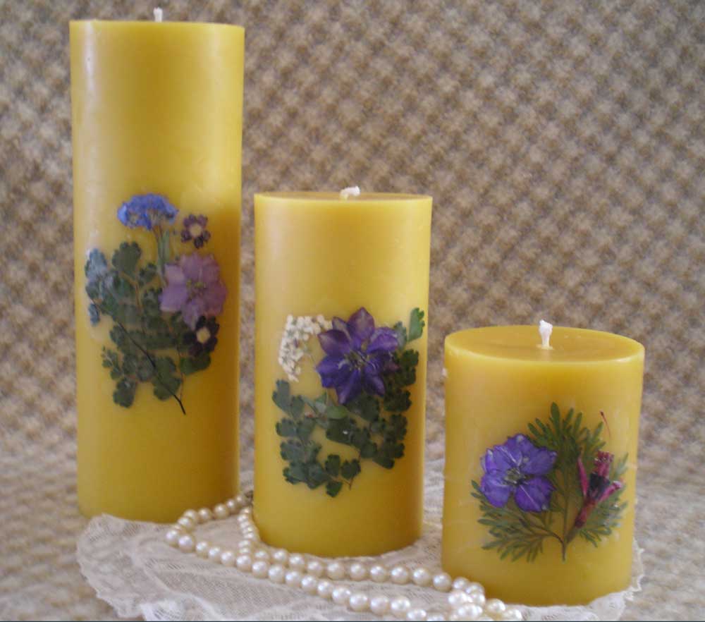 Decorated Beeswax Pillars