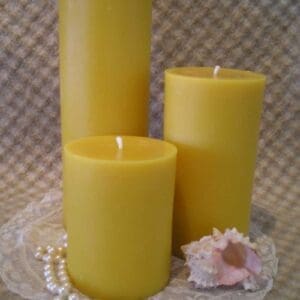 Pure Beeswax Plain Pillar Candle Natural Gold Color 6 inches tall