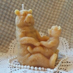 Beeswax Candle Bear Mama Bear and Cub Shaped Candle