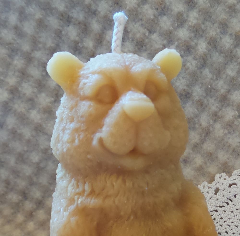 Beeswax Candle Bear Mama Bear and Cub Shaped Candle - Image 3