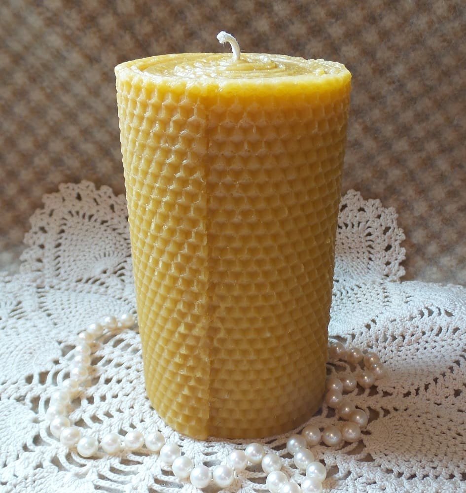 Beeswax Candle Large Rolled-Look Pillar - Image 3