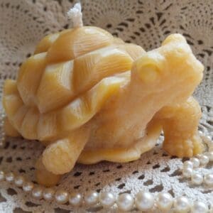 Beeswax Candle Lifelike Turtle Tortoise Natural Gold Color