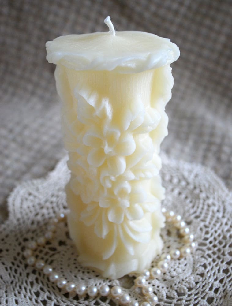 White Beeswax Flower Candle