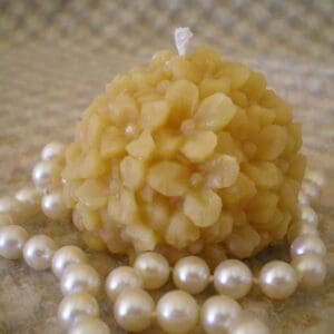 PAIR Pure Beeswax Intricately Molded Flower Ball Candles