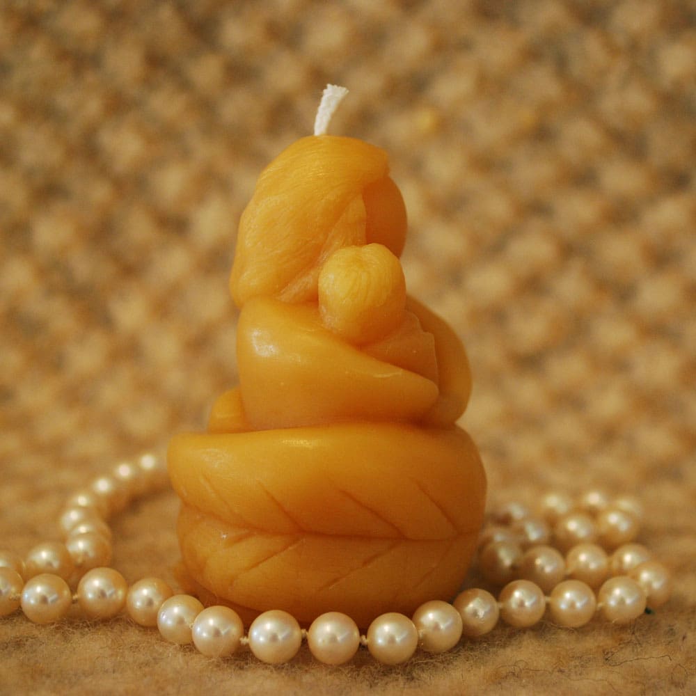 Beeswax Candle Shaped Mama Mother and Child Candle - Image 2