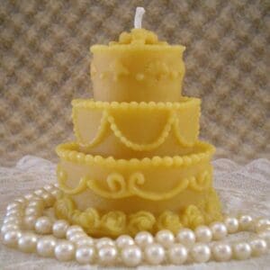 Beeswax Candle Natural Gold Wedding or Birthday Shaped Candle