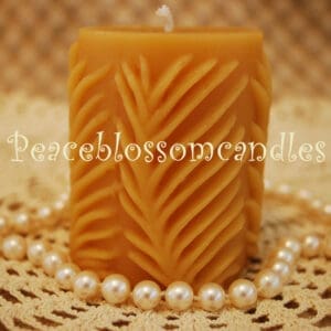 Beeswax Candle Palm Frond Shaped Pillar