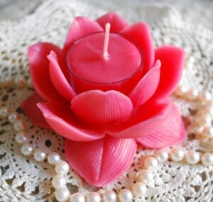 Pink Beeswax Lotus Holder