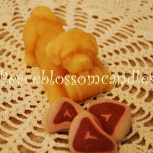 Pure Beeswax Tiny Puppy Dog Candle set of 2