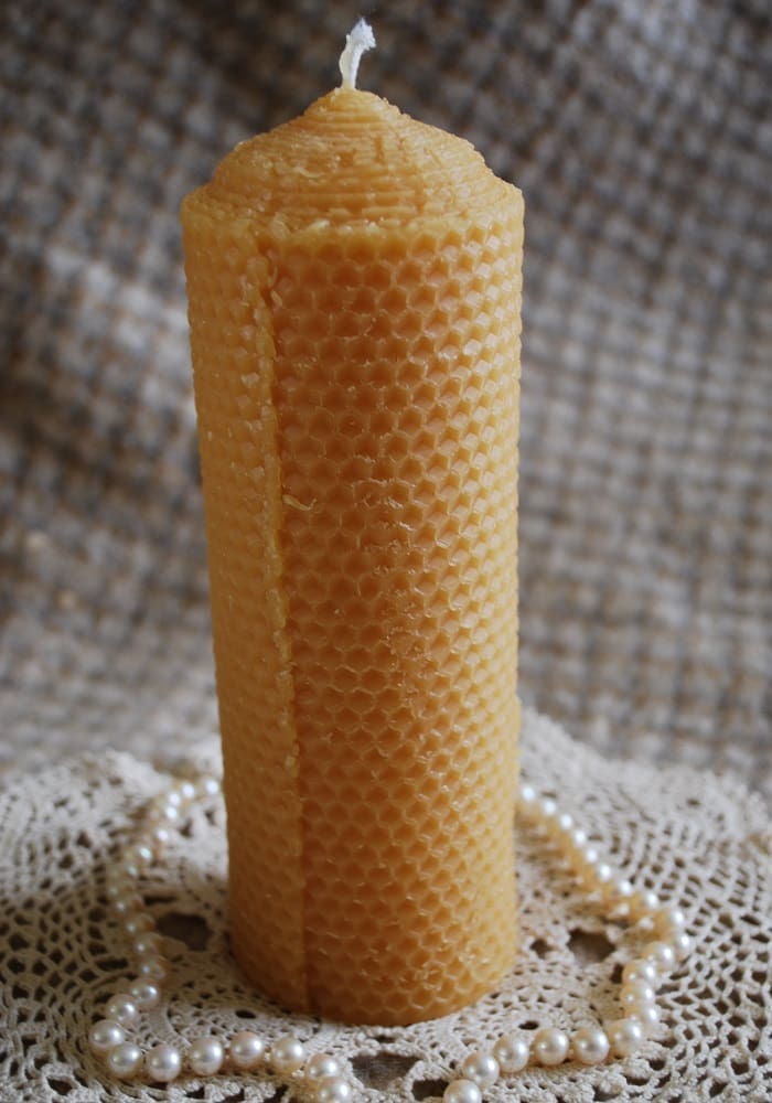 Beeswax Candle Stag Pillar Rolled Look Honeycomb Deer Decorated Pillar - Image 2