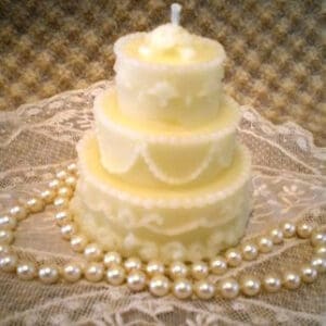 Beeswax Candle White Birthday or Wedding Cake Shaped Candle