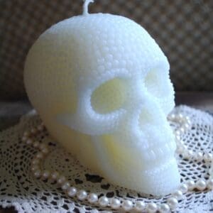 Beeswax Candle BIG Skull Shaped Candle in WHITE