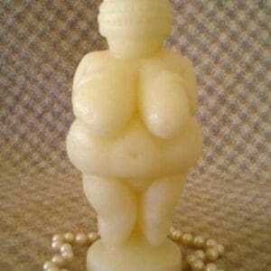 Beeswax Candle Venus of Willendorf Shaped Fertility Goddess in White