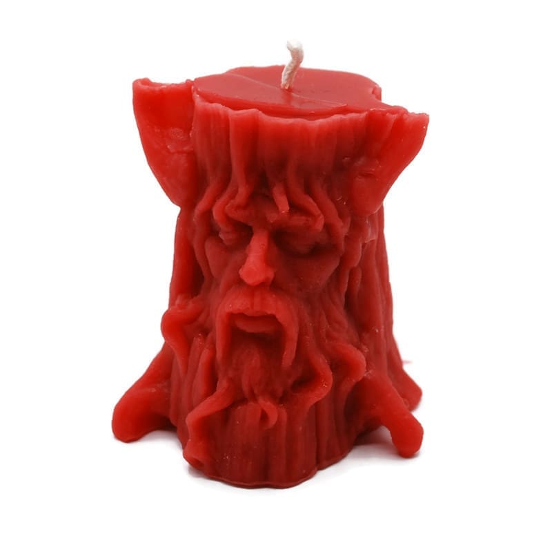 Beeswax Candle Green Man Person Spirit of the Woods in RED